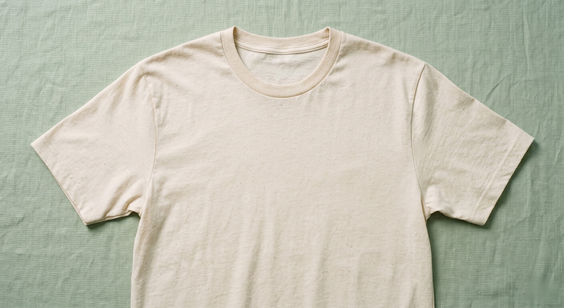 Garment-dye cream tee on green linen