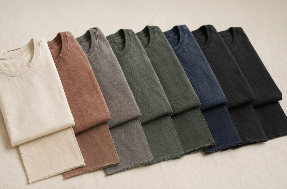 Spectrum of washed garment colours